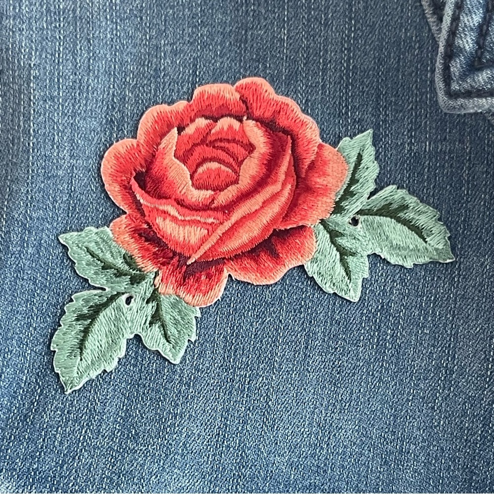 Upcycled Floral Femme Retro Boho Western Denim Jacket - Picture 5 of 6